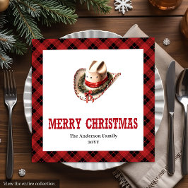 Guardanapo De Papel De Jantar Western tartan napkins red black Christmas decor