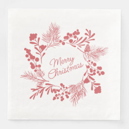 Guardanapo De Papel De Jantar White Christmas Wreath Napkin – Holiday Table Deco