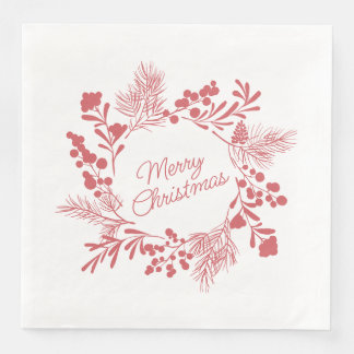 Guardanapo De Papel De Jantar White Christmas Wreath Napkin – Holiday Table Deco