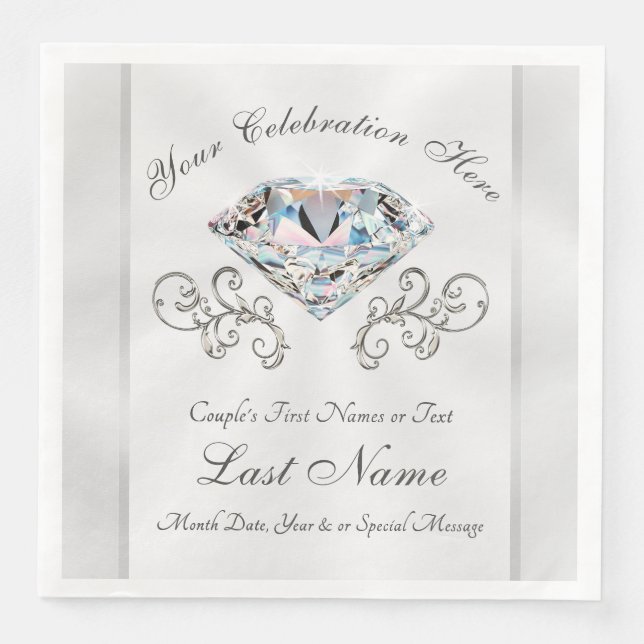 Guardanapo De Papel De Jantar White Diamond Napkins Personalizado Casamento Napk (Frente)