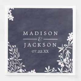 Guardanapo De Papel De Jantar White Floral Qualquer Cor Watercolor Monograma De 