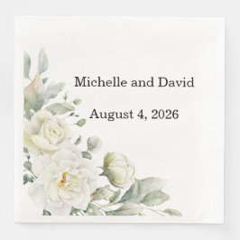 Guardanapo De Papel De Jantar White Roses Wedding, Reception, Dinner Napkins