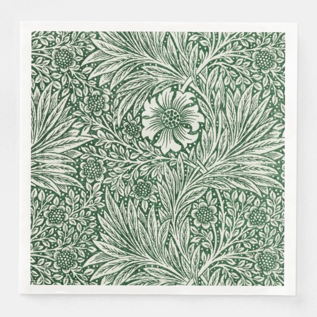 Guardanapo De Papel De Jantar william morris marigold flor verde floral (Frente)