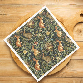 Guardanapo De Papel De Jantar William Morris Woodland Coelhos Florais Natal
