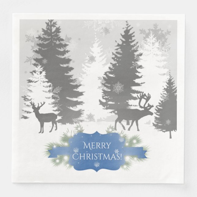 Guardanapo De Papel De Jantar Winter Wonderland Paper Napkin - Azul (Frente)