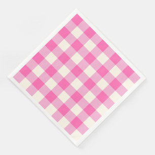 Guardanapo De Papel De Jantar Xadrez de Cottagecore Rosa Gingham