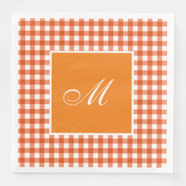 Guardanapo De Papel De Jantar Xadrez Orange Gingham Personalizada