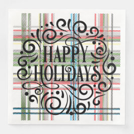 Guardanapo De Papel De Jantar xadrez pastosa bonito, Natal branco e azul