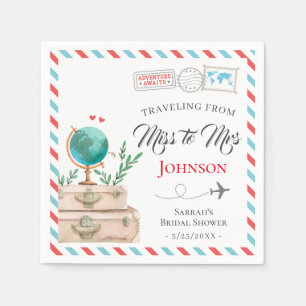 Guardanapo De Papel De Miss a Mrs Mala de Viagem para Noivas Chuveiro