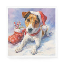 Guardanapo de papel de Natal com Jack Russel adorá
