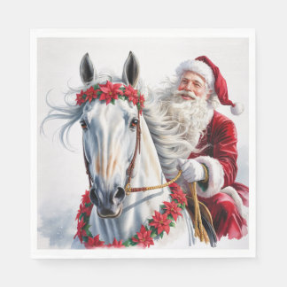 Guardanapo de Papel de Natal Papai Noel Montando u