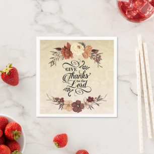 Guardanapo De Papel Dê Obrigados ao Lorde Queda Floral Ação de Graças