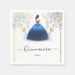 Guardanapo De Papel De Ombre ivory Ice Sky Dourado Royal Quinceanera