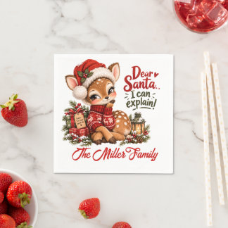 Guardanapo de Papel de Rena de Natal com Nome da F