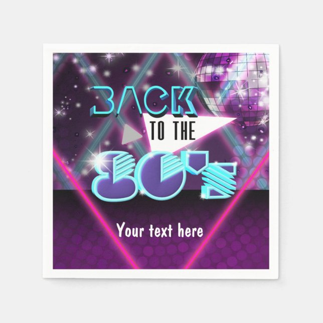 Guardanapo De Papel De volta ao Janto Glam do anos 80 Cocktail Napkins (Frente)