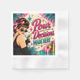 Guardanapo De Papel Decisões de Derramamento Feitas Aqui Retro Cocktai