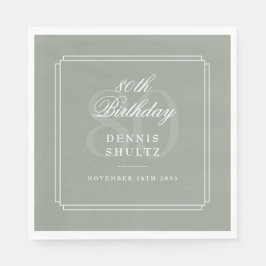 Guardanapo De Papel Deco Clássico | Aniversário de 80 anos em Sage e B