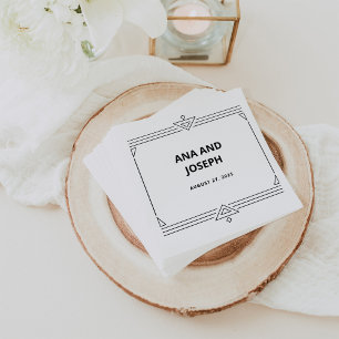 Guardanapo De Papel Deco Moderno Casamento negro e branco legante