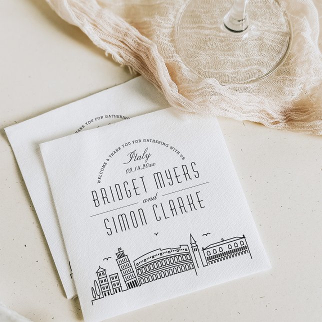 Guardanapo De Papel Deco Skyline Italiano | Evento de Casamento Napkin (Criador carregado)