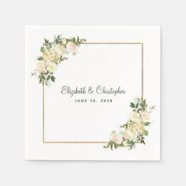 Guardanapo De Papel Decor Dourado Metálico Elegante Rosa Floral