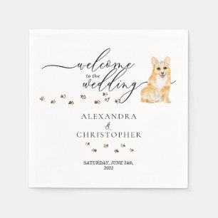 Guardanapo De Papel Decoração Bebida Corgi Cachorro Bem-vindo ao casam