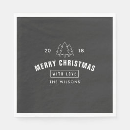 Guardanapo De Papel Decoração da Mesa Negra e Branca Moderna de Natal