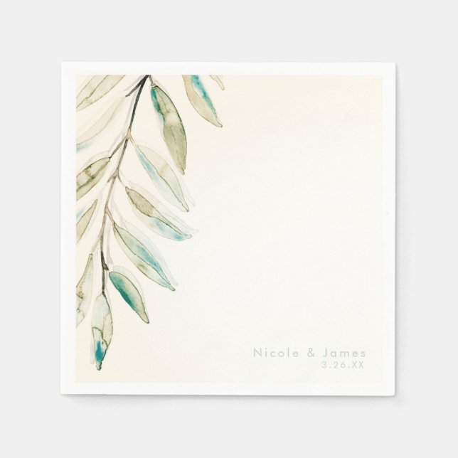 Guardanapo De Papel Decoração de Casamento com Folhas de Eucalipto Vin (Frente)