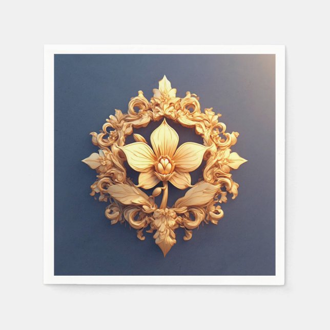 Guardanapo De Papel Decoração de Mesa com Flores Exóticas (Frente)