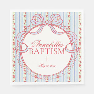 Guardanapo De Papel Decoração de Mesa de Batismo Floral Vintage Azul C