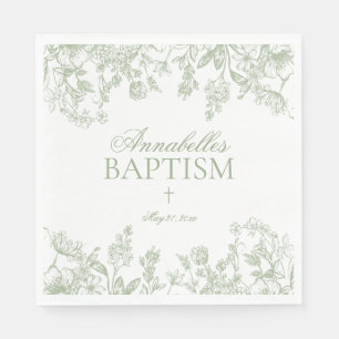 Guardanapo De Papel Decoração de Mesa de Batismo Floral Vintage Sage C