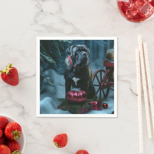 Guardanapo De Papel Decoração de Natal Cane Corso Snowy Sleigh (Insitu)
