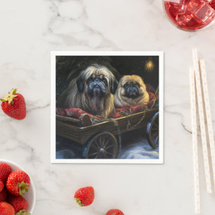 Guardanapo De Papel Decoração de Natal de Pekingese Snowy Sleigh