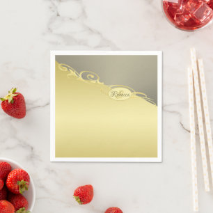 Guardanapo De Papel Decoração de ouro de luxo em ouro e prata, Monogra