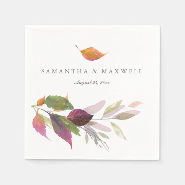 Guardanapo De Papel Decorações Rústicas de Casamento Folhas de Outono (Frente)