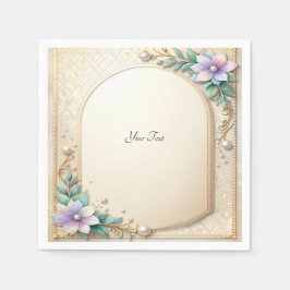 Guardanapo De Papel Decorative Floral Frame with Pearls