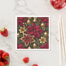 Decoupage da Borgonha Elegante e Poinsettia Dourad