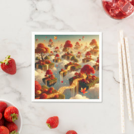 Guardanapo De Papel Decoupage das Ilhas Flutuantes do outono Whimsical