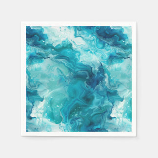 Guardanapo De Papel Decoupage de Mármore Fluido Oceano Aqua Verde-água