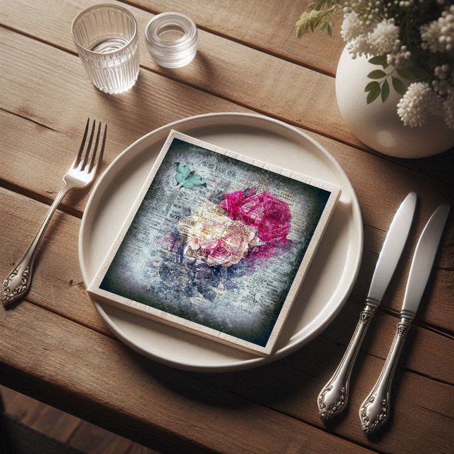 Guardanapo De Papel Decoupage de Newsprint de Borboleta Floral Ephemer (Criador carregado)