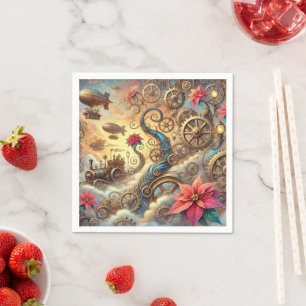Guardanapo De Papel Decoupage do Jardim de Poinsettia Mecânica Whimsic