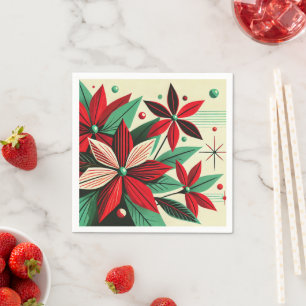 Guardanapo De Papel Découpage do Meio século Poinsettia de Férias Retr
