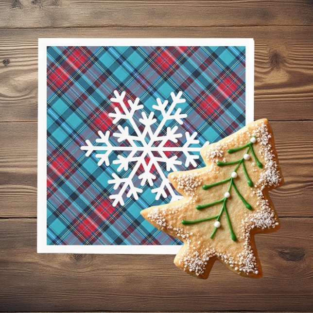 Guardanapo De Papel Deep Indigo, Aqua, Red & Shades of Blue Plaid (Criador carregado)