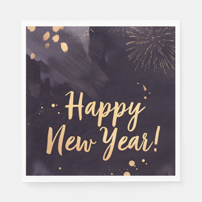 Guardanapo De Papel Deep Purple Strokes-New Year's Card (Frente)