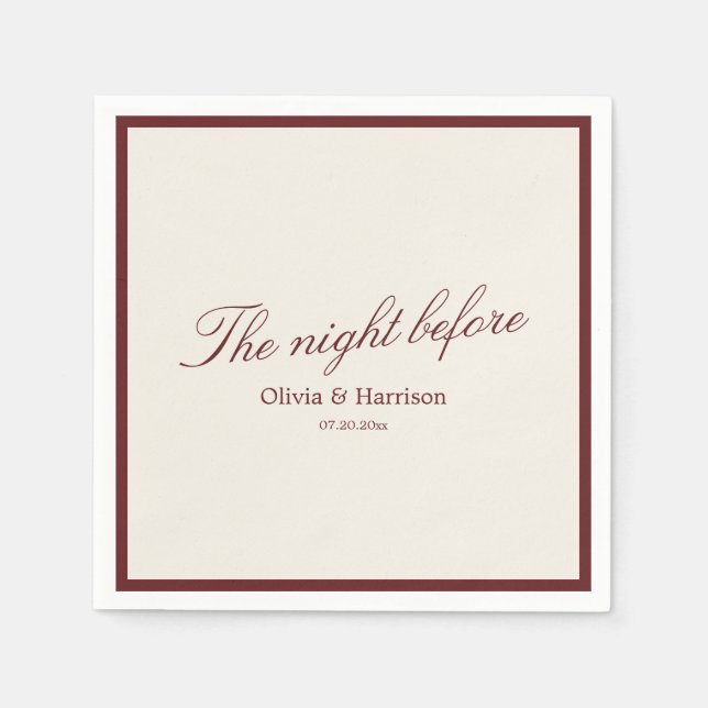 Guardanapo De Papel Deep Wine Old Money Rehearsal Dinner Napkin (Frente)