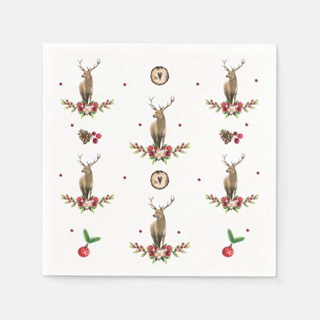 Guardanapo De Papel Deer Christmas Idyll Pattern (Frente)