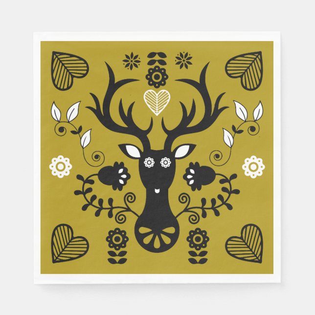 Guardanapo De Papel Deer de Arte Folclórica Moderna (Frente)