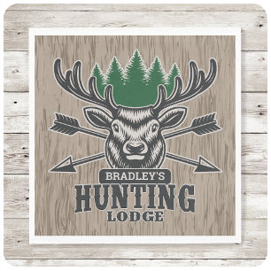 Guardanapo De Papel Deer Elk Hunter ADD NAME Arco Hunting Lodge Cabin