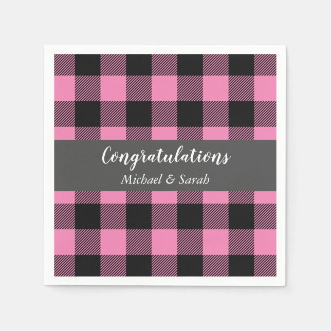 Guardanapo De Papel Deer Hunting Lodge Chá de fraldas Barras Rosa (Frente)