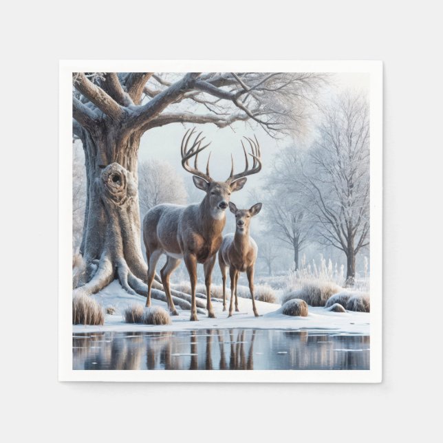 Guardanapo De Papel Deer Standby Icy Pond (Frente)