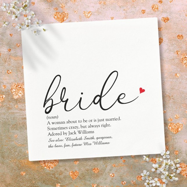 Guardanapo De Papel Definição Chic Bride, Diversão de Script de Chá de (Chic Bride Definition Bridal Shower Script Fun Napkins)
